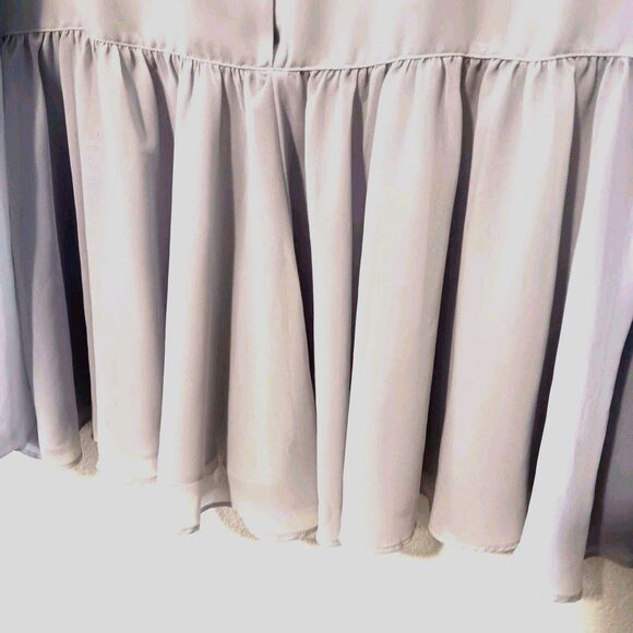 Halston Light Blue Sheer Blouson Sleeve Peplum Blouse Sz M - Picture 4 of 10